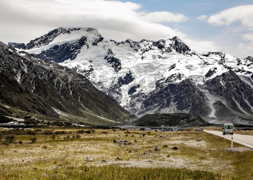 ニュージーランドの冬の山